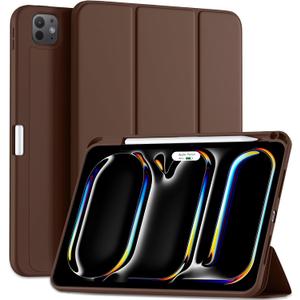 Kidopire New Compatible with iPad Pro 11 Inch Case (M4 2024/M5 2025) with Pencil Holder, Smart Cover with Protective Trifold Stand & Soft TPU Back, Auto Wake/Sleep, Support Pencil Pro, Dark Brown