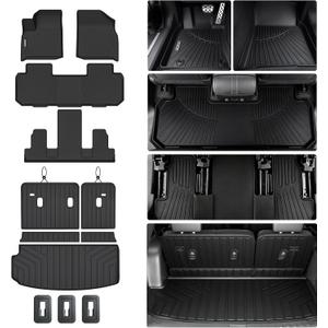 Floor Mat for 2018-2022 2023 Chevrolet Chevy Traverse 7 Seats(2 Row Bucket Seat), Cargo Mat Custom TPE All Weather Protection Full Coverage Trunk Liner & Floor Liner for Traverse car mat Accessories