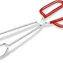 Hiash 10-Inch Heavy Duty Stainless Steel Kitchen Tongs - Non-Slip Comfortable Red Grip, Scissor Design, Heat Resistant for BBQ and Cooking, 