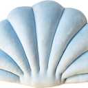 YRXRUS Seashell Pillow, Light Blue Shell Shaped Pillow, Outdoor Indoor Room Decor, Ocean Series Velvet Pillows, Throw Pillows for Patio, Bedroom Living Kids Room 3D Insert Pillow 18x13 Inch