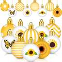 Barydat 24 Pcs 1.57 Inches Summer Sunflower Ornaments for Tree Hanging Bee Decorations Yellow Tree Decorations Themed Party Supplies for Spring Baby Shower Holiday Party(Classic Sunflower)