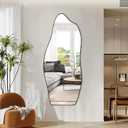 POZINO Irregular Mirror, 47"x20" Large Asymmetrical Wall Mirror, Funky Frameless Mirror Decor, Organic Shaped Mirrors for Bathroom Living Room Bedroom Entryway, Hangs Vertically or Horizontally