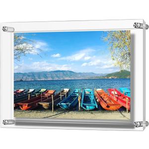 Acrylic Floating Picture Frame, 11x14 Double Panel Clear Wall Mount Document Certificate Frames (Inner Max Size is 9 x12.5 inch)