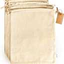 LEAFICO Cotton Storage Bags  X-Large 14x17 Inch (6-Pack)  Reusable Muslin Bags with Drawstrings  Biodegradable Canvas Fabric Sacks  Perfect for Bread, Bulk Produce, Potatoes, Onions, Shoes