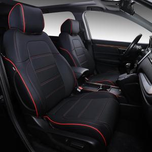 SUIYIO Suitable for Honda CRV Seat Covers, Waterproof Faux Leather Car Seat Covers Full Set for Honda CRV 2022 2021 2020 2019 2018 2017 (Black+Red Line)