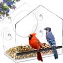 Window Bird Feeder with 4 Extra Strong 2.36'' Suction Cups - 4.35' Extra Deep Removable Tray for Large Capacity, Clear Birdhouse for Outside Viewing, Gift for Cardinals, Finches & Bluebirds