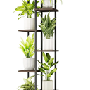 Solatmos Bamboo Plant Stand With Grow Lights Indoor Plants Outdoor Corner Plant Shelf Flower Stands for Living Room Patio Garden Corner Balcony (Brown, 7 Tier)