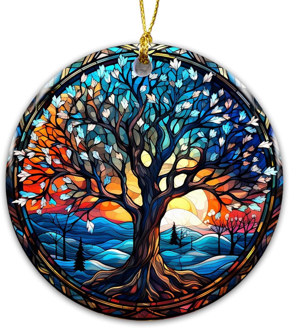 9 x Irish Ornament 2025, The Celtic Tree of Life Ornament  Balance, and Renewal  Artistic Round Hanging Keepsake for Spiritual Dcor, Holiday Tree, and Year-Round Blessings