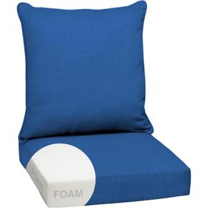 Arden Outdoor Foam Deep Seat Cushion Set, 24 in x 24 in, Weather-Proof, Rain-Proof, Fade Resistant Patio Cushion, Bottom and Back Cushion for Chair, Sofa, and Couch Cobalt Blue Texture, 1 Pack