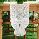 White Lace Table Runner with Big Bow Ends 12 x 71 Inch Vintage Rectangle Macrame Embroidered Runner French Style Tablecloth for Wedding Kitchen Dining Table Home Decor