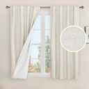 LAMIT Ivory 100% Blackout Polyester Curtains 54 Inches Long, Linen Textured Living Room Farmhouse Curtains Full Room Darkening Back Tab and Rod Pocket Panels with White Liner, 2 Panels, 38 x 54 Inch