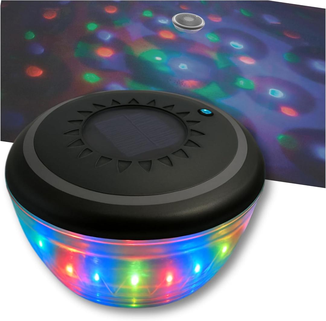 GAME Underwater Show Pool Battery Color LED 7 Light Modes, Solar Powered, Lasts Up to 6 Hours, Auto On/Off, 1.2 Pounds, Grey
