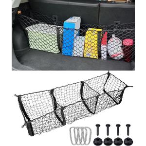 Cargo Net,Cargo Net for SUV,Truck Bed Organizer,Car Accessories Automotive Cargo Nets,3 Pocket Truck Bed Cargo Net,Truck Net Truck Storage,Mesh Storage Net for SUV, Car, Pickup Truck Bed
