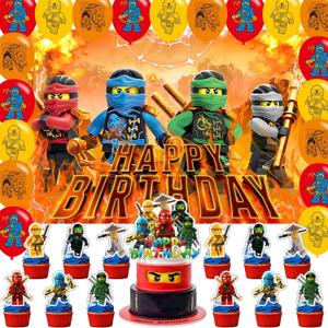 Birthday Backdrop, Poster for Cartoon Ninja Theme Party Decorations Cartoon Birthday Supplies Background Studio Shoot Photo Props