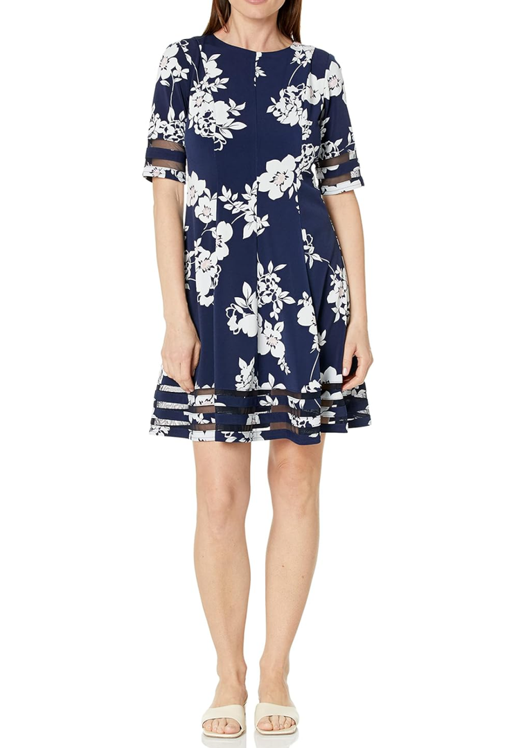 Jessica Howard Women's Plus Style Fit and Flare Elbow Sleeve Knit, 18W