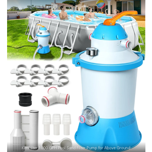 KimFilter 1000 GPH Pool Sand Filter Pump for Above Ground Pools, Pool Sand Pump with Timer, Energy-Saving, Low Noise | Pools Water Filtration System - Rapid Debris Removal & Enhanced Water Circulation