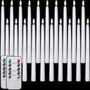 Tuanse 20 Pack White Flameless Taper Candles Flickering Bulk Long LED Advent Candlesticks Battery Operated with Remote and Timer 3D Realistic Wick Lights for Wedding Valentines Window Decor(10.83")