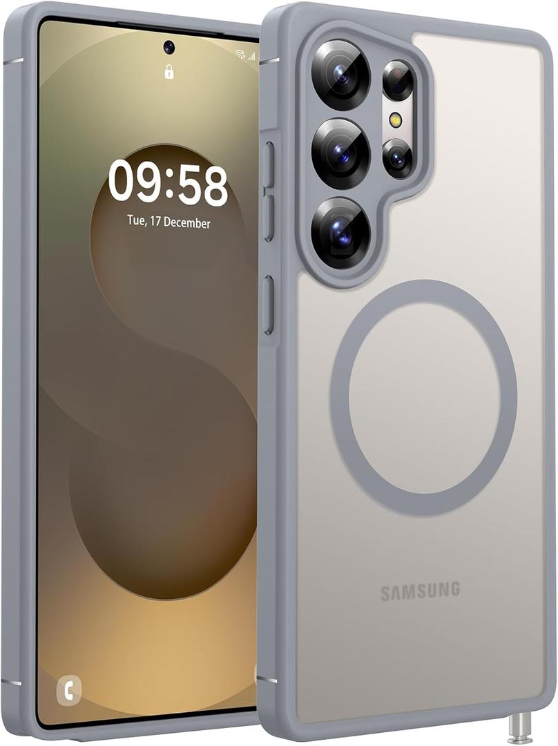 TOCOL Magnetic for Samsung Galaxy S25 Ultra Case, Upgraded Full Camera Protection, Compatible with Magsafe, Drop Protection Slime Clear Back Cover for Samsung Galaxy S25 Ultra 6.9-Inch (Gray)