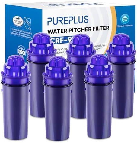 PUREPLUS CRF950Z Pitcher Water Filter Replacement for Pur PPF900Z, PPF951K, PPT700W, CR-1100C, DS-1800Z, CR-6000C, PPT711W, PPT711, PPT710W, PPT111W, PPT111R and All PUR Pitchers and Dispensers, 4PACK