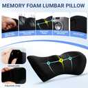 Lumbar Pillow with Adjustable Strap, Memory Foam Lumbar Support Pillow for Office Chair and Car Seat, Back Pillow for Lower Back, Back Support Pillow for Sitting, Driving, Traveling