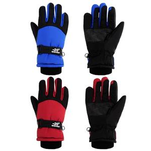 SATINIOR 2 Pairs Kids Waterproof Winter Snow Gloves Ski Gloves for Boy Girl Outdoor Warm Thickening Snowboard(Red, Blue,8-12 Years)