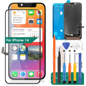 SRJTEK Incell for iPhone 14 LCD Screen Replacement A2882, A2649, A2881, A2884, A2883 Full HD Display and 3D Touch Digitizer Assembly Repair Kits (Black,Smaller Display Area)