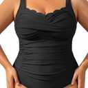 Aqua Eve Womens Plus Size One Piece Swimsuit- Tummy Control Bathing Suit Full Coverage Swimwear (Black) 20W