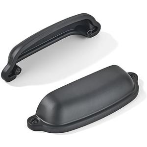 khtumeware 10 Pack Matte Black Cup Pulls 3 Inch Center to Center - Cabinet & Drawer Handles for Kitchen Hardware