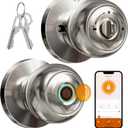 Veise Fingerprint Door Lock, Biometric Smart Door Knob with App Control, Auto Lock, Great for Home, Offices, Pantry, Apartments, Garages, Satin Nickel