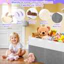 Extra Large Toy Storage Box with Lid, Collapsible Sturdy Toys Chest Storage Organizer Bin Basket with Divider for Kids, Boys, Girls, Closet, Playroom, Bedroom, Nursery, 40"X14"X16", Gray & White