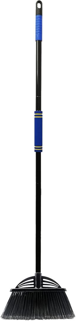 Four-Section Rod Long-Handled Broom,Heavy-Duty Broom, Angle Broom for Outdoor/IndoorBlack+Blue