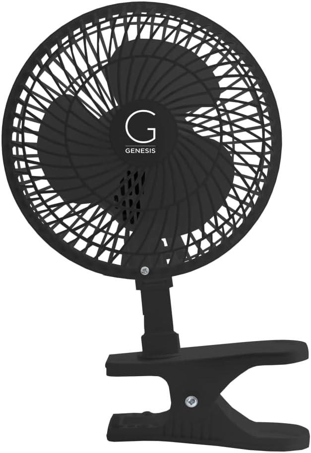 Genesis 6-Inch Clip Convertible Table-Top & Clip Fan Two Quiet Speeds - Ideal For The Home, Office, Dorm, More Black (A1CLIPFANBLACK)