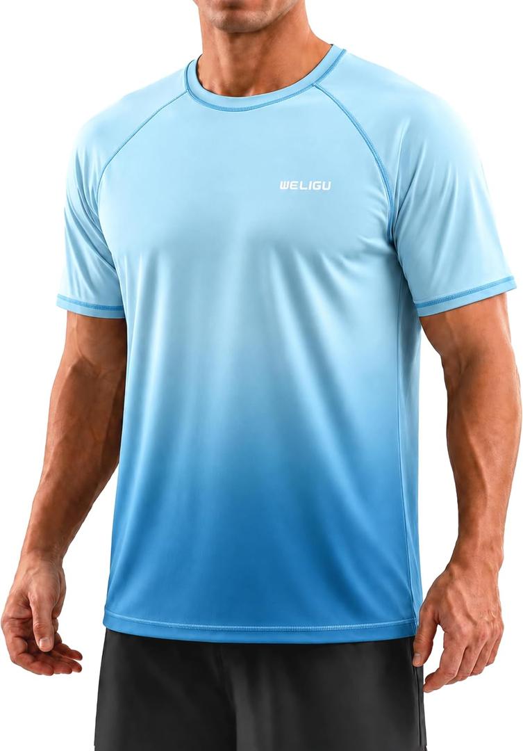 Men's Rashguard Swim Shirt Short Sleeve UPF 50+ Sun Protection Shirt SPF Quick Dry Water Lightweight Shirt (XXL)