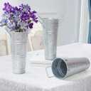 Metal Vases Farmhouse French Flower Bucket Vases for Cut Flowers for Home Decor and Wedding Table Centerpiece Decorations (Silver Set of 8) 4 Small and 4 Big, Big: 12×8 in, Small: 9×4.5 in