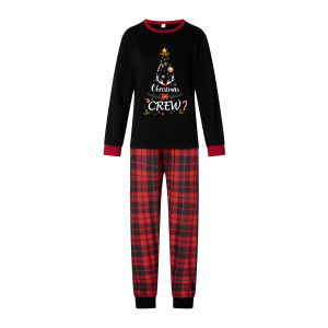MyFav Matching Family Christmas Pajamas Xmas Plaid Merry Christmas Jammies For Adults And Kids Holiday Sleepwear Womens, Black, M