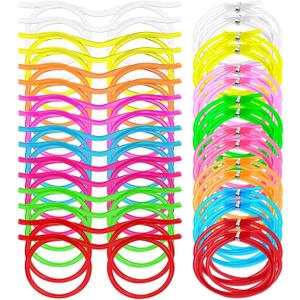 16 Pieces Silly Straw Glasses for Adults Crazy Straws Glasses for Kids Drink, Novelty Fun Loop Drinking Eyeglasses Straw for Birthday Fun Annual Meeting Assorted (8 Colors)
