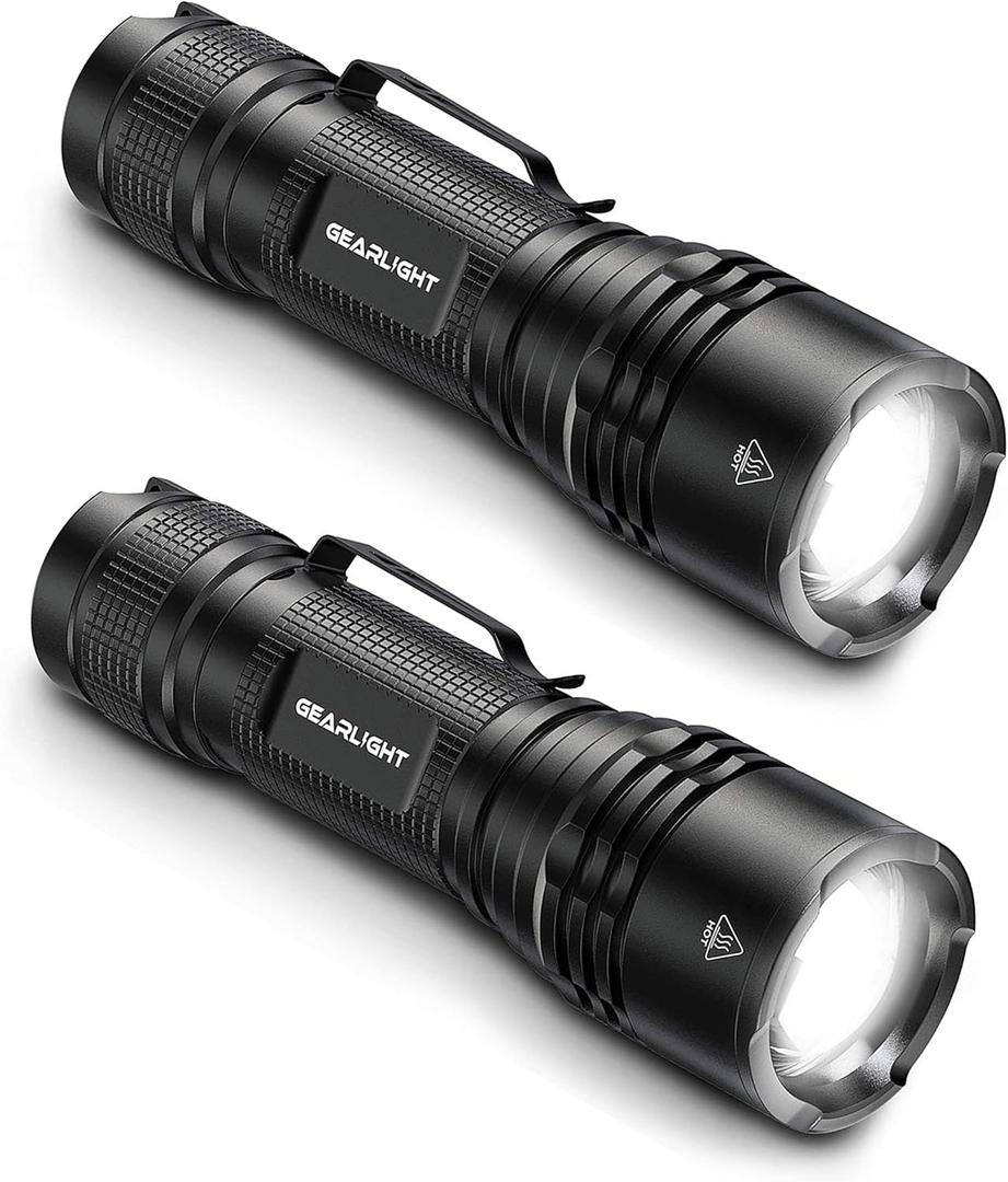 GearLight LED Tactical Flashlights High Lumens - Mini Flashlights for EDC Carry - Compact Powerful Emergency Flashlight Made from Military-Grade Aluminum - Drop Resistant and Water Resistant (Black)
