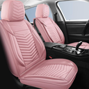 Car Seat Covers Full Set,Breathable and Waterproof Automotive Leather Vehicle Cushion Covers,Universal Anti-Slip Seat Covers for Most Cars SUV Truck Sedan(Style1,5 PCS Front Set,Pink