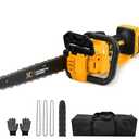 Brushless Electric Chainsaw 12" Cordless Tool Only for Dewalt 20V/60V Battery with Auto Oiler & Security Lock, for Tree Saw Trimming and Branch Wood Cutting (Tool Only)