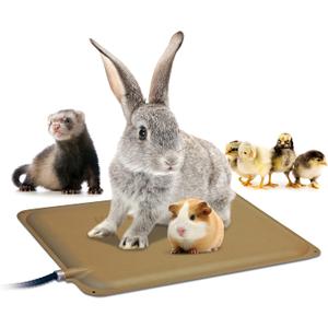 K&H Pet Products Small Animal Outdoor Heated Pad, Waterproof, Chew Resistant, Safety Listed, Indoor Outdoor Heater Warming Pad for Cat Houses, Rabbit Hutches, or Chick Brooders - 12 X 9in Tan 20W
