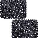 Bligli Pebble Sink Mat for Stainless Steel/ Ceramic Sinks, 2 Pack PVC Sink Protectors Mats for Bottom of Kitchen Sink, Dish Drying Mat for Dishes and Glassware, 15.7 x 11.8 inch, Black