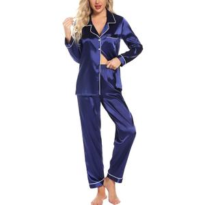 Leikar Silk Pajamas Long Sleeve Pajama Sets For Women Soft Button Down Pajamas Pj Set, Small