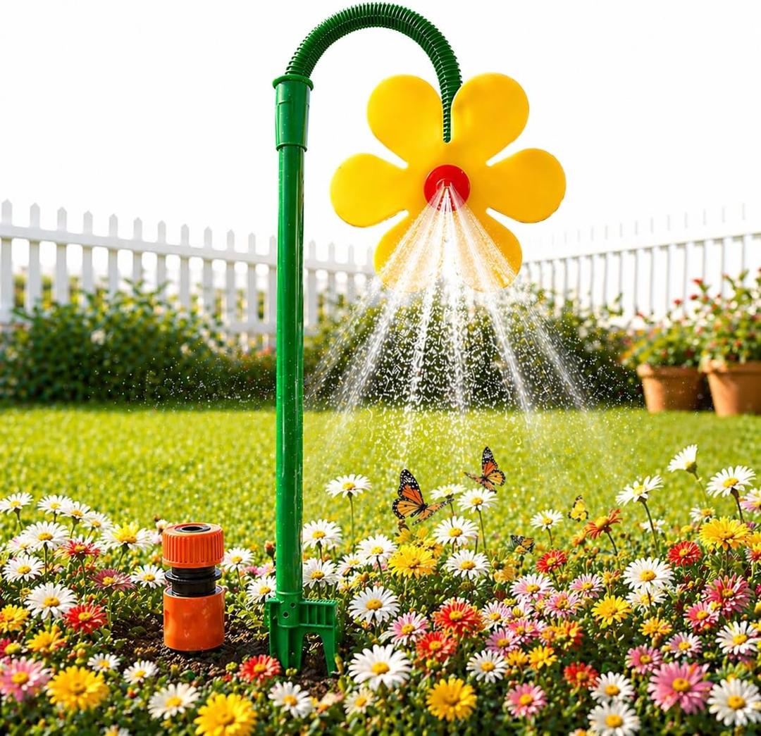 Yellow Push-to-Fit Drip Irrigation Emitters,Water Sprinkler, 360 Rotating Crazy Daisy Dancing Flower Water Sprinklers for Lawn Garden Flower Bed Watering, Sprinkler for Dogs Yard
