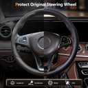 Aimato Car Steering Wheel Cover 2 Piece Non-Slip Clip on Microfiber Leather Steering Wheel Cover,Ultra-Thin Breathable,Universal Fit 14.5"-15" Wheel,Black