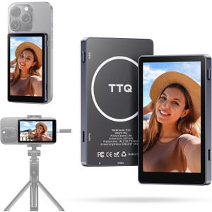 Vlog Selfie Monitor Screen, Magnetic Phone Vlog Selfie Monitor Screen 4K 30fps Bluetooth Remote, Back Camera Monitor for Vlog Live Stream TikTok, Compatible with iPhone & Android
