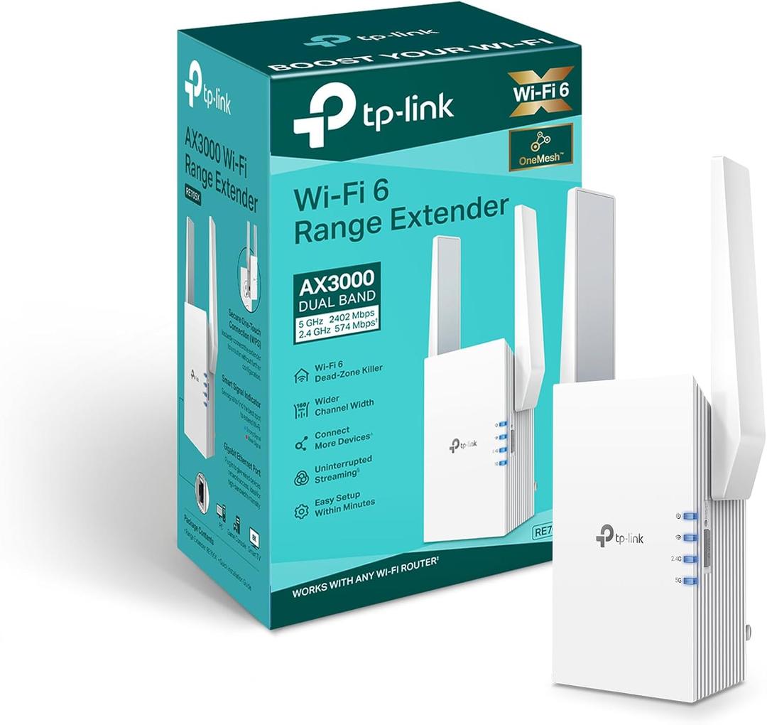 TP-Link AX3000 Dual-Band Wi-Fi 6 Range Extender (RE705X) AP Mode w/Gigabit Port, OFDMA, Beamforming, OneMesh Compatible 