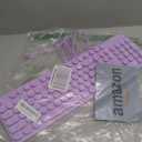 Quiet Keyboard Wired Membrane Keyboard Purple, Full Size 104 Keys Typewriter Key Board with Number Pad, White LED Backlit, Round Keycaps, Cute Computer Keyboards (Purple)