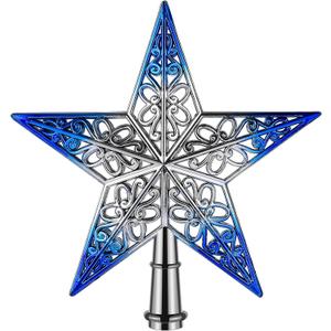 TINKSKY Christmas Tree Top Sparkle Star Glittering Hanging Xmas Tree Topper Decoration Ornaments Home Decor (Silvery Blue)