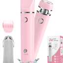 Bikini Trimmer and Shaver Kit for Women - 2-in-1 Wet/Dry Electric Body Hair Trimmer Facial Hair Removal Cordless Waterproof Bikini Shaver Razor for Face Lip Chin Pubic Underarm Legs (Pink)