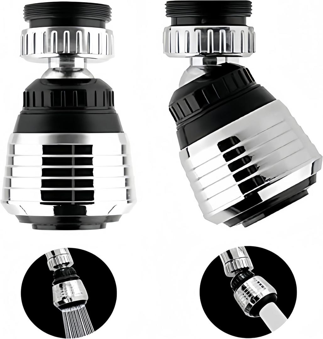 2PCS 360 Degree Swivel Faucet Aerator Deluxe Water Saving Faucet Sprayer Water Saving Bubbler Pressurized Faucet Filter Kitchen Accessories (360 Degree, Count, 2)